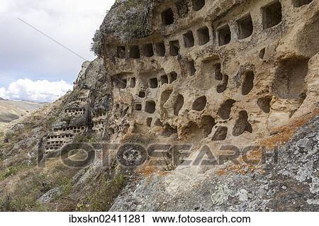 Stock Image - "Ventanillas de Combayo tombs, Cajamarca, Peru, South America". Fotosearch