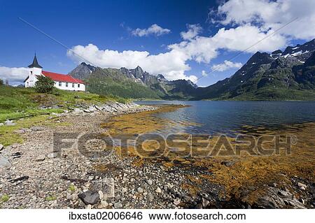 "Vestpollen chapel in Austnesfjord, Lofoten Islands, Norway, Scandinavia, Europe, PublicGround, Europe" View Large Photo Image Stock Photograph - "Vestpollen chapel in Austnesfjord, Lofoten Islands, Norway, Scandinavia, Europe, PublicGround, Europe". Fotosearch