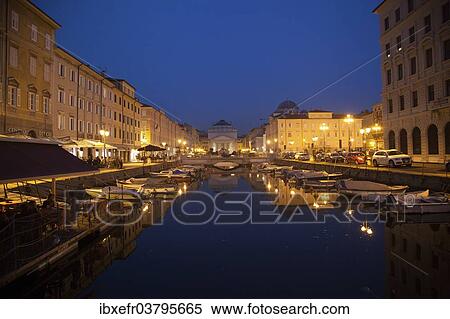 "Via Vincenzo Bellini, canal, at night, Trieste, Friuli-Venezia Giulia, Italy, Europe" View Large Photo Image Stock Photography - "Via Vincenzo Bellini, canal, at night, Trieste, Friuli-Venezia Giulia, Italy, Europe". Fotosearch