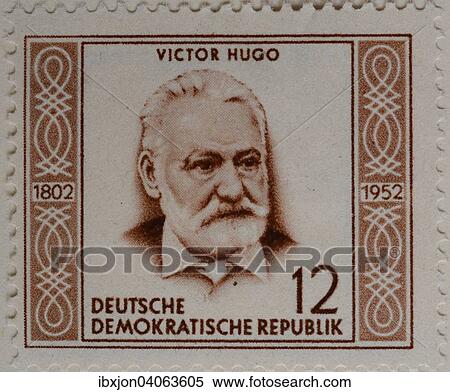 "Victor Hugo, a French poet, novelist, and dramatist of the Romantic movement, portrait on a German stamp, GDR, 1952" View Large Photo Image Stock Photography - "Victor Hugo, a French poet, novelist, and dramatist of the Romantic movement, portrait on a German stamp, GDR, 1952". Fotosearch