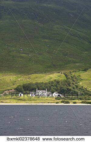 "View across Loch More in the Northern Highlands with the Aultanrynie Hotel, Sutherland, Scotland, United Kingdom, Europe" View Large Photo Image Stock Photo - "View across Loch More in the Northern Highlands with the Aultanrynie Hotel, Sutherland, Scotland, United Kingdom, Europe". Fotosearch
