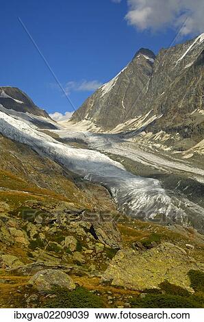 "View across the Anen Glacier and the Lang Glacier to the Loetschenluecke mountain pass, Loetschental Valley, Valais, Switzerland, Europe" View Large Photo Image Stock Photo - "View across the Anen Glacier and the Lang Glacier to the Loetschenluecke mountain pass, Loetschental Valley, Valais, Switzerland, Europe". Fotosearch