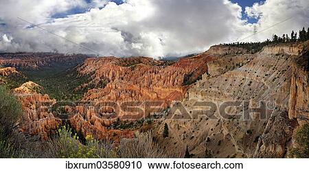 Stock Image - "View from Bryce Point Lookout over Bryce Amphitheater, landscape formed by erosion, Bryce Canyon National Park, Utah, United States, North America". Fotosearch