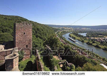 "View from Burg Henneburg castle, Stadtprozelten, in the rear Faulbach, Spessart, Mainfranken, Lower Franconia, Franconia, Bavaria, Germany, Europe" View Large Photo Image Stock Image - "View from Burg Henneburg castle, Stadtprozelten, in the rear Faulbach, Spessart, Mainfranken, Lower Franconia, Franconia, Bavaria, Germany, Europe". Fotosearch