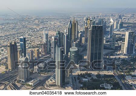 "View from Burj Khalifa, Dubai, Emirate of Dubai, United Arab Emirates, Asia" View Large Photo Image Stock Photo - "View from Burj Khalifa, Dubai, Emirate of Dubai, United Arab Emirates, Asia". Fotosearch