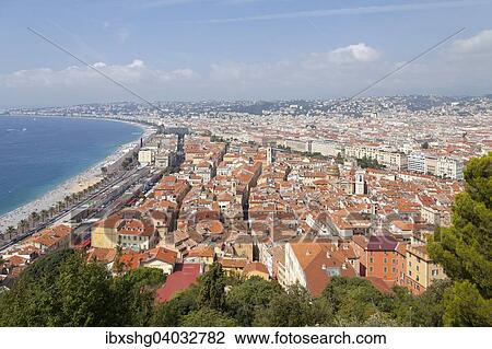 Stock Image - "View from Castle Hill, Nice, Departement Alpes-Maritimes, Provence-Alpes-Cote d'Azur, France, Europe". Fotosearch