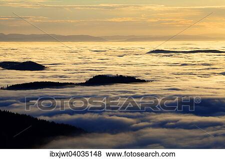 Stock Photo - "View from Feldberg over the Rhine Valley to the Vosges, inversion weather, Black Forest, Baden-Wurttemberg, Germany, Europe". Fotosearch