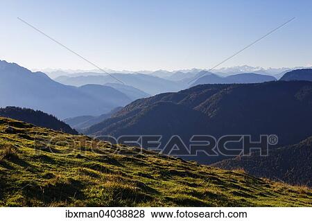 "View from Himmelmoos-Alm, mountain pasture, on Mt Brunnstein in the Mangfall Mountains, Hohe Tauern mountain range at the back, Upper Bavaria, Bavaria, Germany, Europe" View Large Photo Image Stock Photo - "View from Himmelmoos-Alm, mountain pasture, on Mt Brunnstein in the Mangfall Mountains, Hohe Tauern mountain range at the back, Upper Bavaria, Bavaria, Germany, Europe". Fotosearch