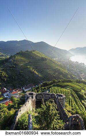 "View from Hinterhaus Castle over Tausendeimerberg Mountain and Spitz, Wachau, Waldviertel, Lower Austria, Austria, Europe" View Large Photo Image Picture - "View from Hinterhaus Castle over Tausendeimerberg Mountain and Spitz, Wachau, Waldviertel, Lower Austria, Austria, Europe". Fotosearch