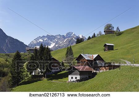 Stock Image - "View from Hirschegg on Mt. Grosser Widderstein, Kleinwalsertal valley, Vorarlberg, Austria, Europe". Fotosearch