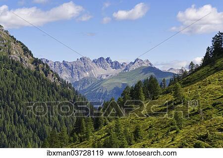 Stock Photo - "View from Hochweisssteinhaus mountain hut towards the Lienz Dolomites, Lesachtal, Bezirk Hermagor, Karnten, Austria, Europe". Fotosearch