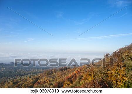 Stock Photo - "View from Hohenbaden Castle towards the Rhine valley in autumn, Schwarzwald, Baden-Baden, Baden-Wurttemberg, Germany, Europe". Fotosearch