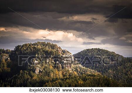 "View from Kuhstall lookout point, Elbe Sandstone Mountains, Saxony, Germany, Europe" View Large Photo Image Stock Image - "View from Kuhstall lookout point, Elbe Sandstone Mountains, Saxony, Germany, Europe". Fotosearch