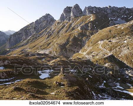 Picture - "View from Mangart Pass of the mountains of the Julian Alps, Triglav National Park, Slovenia, Europe". Fotosearch