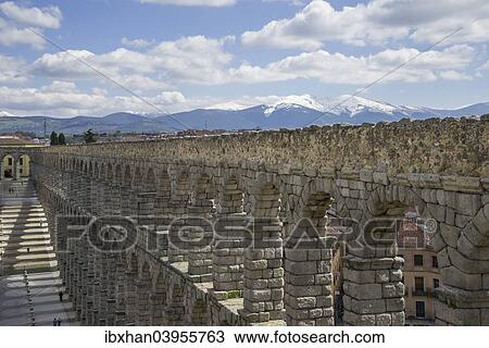 "View from Mirador del Postigo on the Roman aqueduct, 1- 2. Jh AD, Segovia, Castile and Leon, Spain, Europe" View Large Photo Image Stock Image - "View from Mirador del Postigo on the Roman aqueduct, 1- 2. Jh AD, Segovia, Castile and Leon, Spain, Europe". Fotosearch