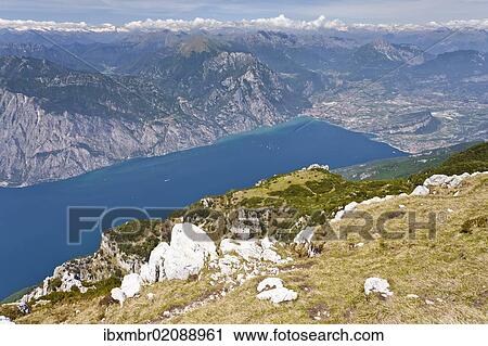 "View from Monte Altissimo above Nago overlooking Lake Garda and Arco, Trentino, Italy, Europe" View Large Photo Image Stock Image - "View from Monte Altissimo above Nago overlooking Lake Garda and Arco, Trentino, Italy, Europe". Fotosearch