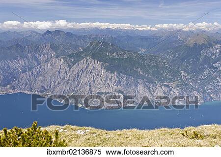 "View from Monte Altissimo above Nago over Lake Garda, Trentino, Italy, Europe" View Large Photo Image Stock Photography - "View from Monte Altissimo above Nago over Lake Garda, Trentino, Italy, Europe". Fotosearch