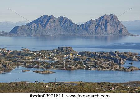 "View from Mt Glomtinden of the village of Kabelvag, the island of Lille Molla and the Vestfjord, Austvagoy or Austvagoya island, Lofoten, Nordland, Norway, Europe" View Large Photo Image Stock Image - "View from Mt Glomtinden of the village of Kabelvag, the island of Lille Molla and the Vestfjord, Austvagoy or Austvagoya island, Lofoten, Nordland, Norway, Europe". Fotosearch