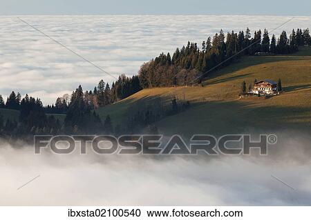 "View from Mt Hirschberg with alpine hut and chapel near Mt Pfaender in autumn during high fog, Austria, Europe, PublicGround, Europe" View Large Photo Image Stock Image - "View from Mt Hirschberg with alpine hut and chapel near Mt Pfaender in autumn during high fog, Austria, Europe, PublicGround, Europe". Fotosearch
