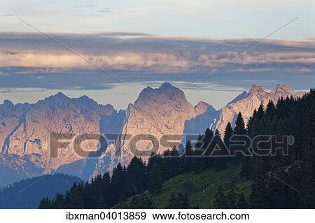 "View from Mt. Sudelfeld in the Mangfall mountains towards the Wilder Kaiser mountain in Austria, Upper Bavaria, Bavaria, Germany, Europe" View Large Photo Image Stock Photo - "View from Mt. Sudelfeld in the Mangfall mountains towards the Wilder Kaiser mountain in Austria, Upper Bavaria, Bavaria, Germany, Europe". Fotosearch