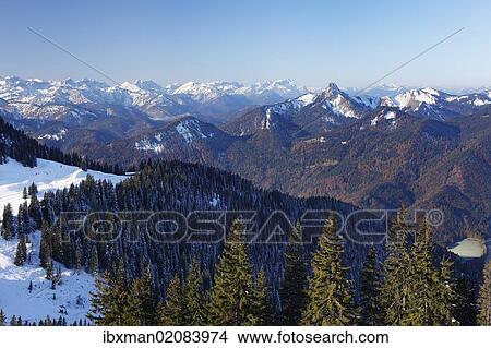 "View from Mt Wallberg towards southwest, with mountains Rossstein and Buchstein at back and Mt Zugspitze behind, Upper Bavaria, Germany, Europe, PublicGround, Europe" View Large Photo Image Picture - "View from Mt Wallberg towards southwest, with mountains Rossstein and Buchstein at back and Mt Zugspitze behind, Upper Bavaria, Germany, Europe, PublicGround, Europe". Fotosearch