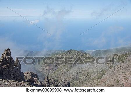 "View from Pico de las Nieves, lava landscape, Caldera de Taburiente National Park, Degollada del Barranco de la Madera, La Palma, Canary Islands, Spain, Europe" View Large Photo Image Stock Photo - "View from Pico de las Nieves, lava landscape, Caldera de Taburiente National Park, Degollada del Barranco de la Madera, La Palma, Canary Islands, Spain, Europe". Fotosearch