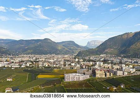 "View from Schloss Sigmundskron Castle over the modern city of Bolzano, Bolzano, autonomous province of Alto Adige, Trentino-Alto Adige, Italy, Europe" View Large Photo Image Picture - "View from Schloss Sigmundskron Castle over the modern city of Bolzano, Bolzano, autonomous province of Alto Adige, Trentino-Alto Adige, Italy, Europe". Fotosearch