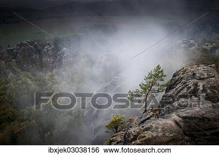 Stock Photograph - "View from Schrammstein lookout point, Elbe Sandstone Mountains, Saxony, Germany, Europe". Fotosearch
