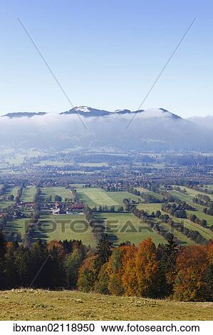 "View from Sonntratn Mountain near Gaissach over the Isar valley, looking towards Zwiesel and Blomberg, Isarwinkel, Upper Bavaria, Bavaria, Germany, Europe" View Large Photo Image Stock Image - "View from Sonntratn Mountain near Gaissach over the Isar valley, looking towards Zwiesel and Blomberg, Isarwinkel, Upper Bavaria, Bavaria, Germany, Europe". Fotosearch