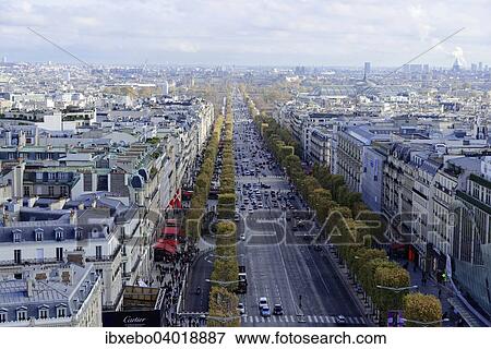 "View from the Arc de Triomphe, Avenue des Champs-Elysees, Paris, France, Europe" View Large Photo Image Stock Photo - "View from the Arc de Triomphe, Avenue des Champs-Elysees, Paris, France, Europe". Fotosearch