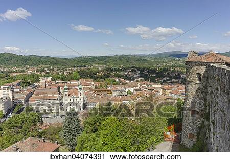 Stock Image - "View from the castle to the town, Gorizia, Friuli-Venezia Giulia, Italy, Europe". Fotosearch