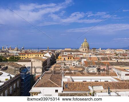 "View from the church SS Salvatore across the historic centre, the church of San Giuseppe dei Teatini at theback, Palermo, Sicily, Italy, Europe" View Large Photo Image Picture - "View from the church SS Salvatore across the historic centre, the church of San Giuseppe dei Teatini at theback, Palermo, Sicily, Italy, Europe". Fotosearch