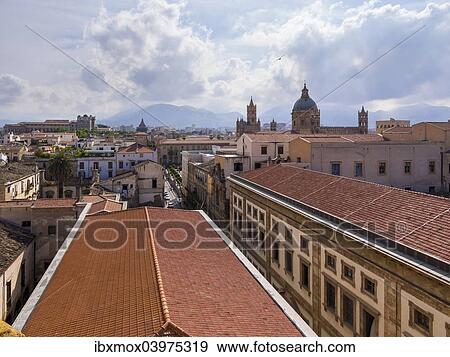 "View from the church SS Salvatore across the historic centre, the Cathedral of Palermo at the back, Palermo, Sicily, Italy, Europe" View Large Photo Image Stock Photo - "View from the church SS Salvatore across the historic centre, the Cathedral of Palermo at the back, Palermo, Sicily, Italy, Europe". Fotosearch