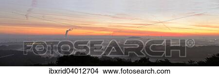 "View from the Halde Norddeutschland spoil tip onto the Lower Rhine and the western Ruhr district at dawn, Neukirchen, North Rhine-Westphalia, Germany, Europe" View Large Photo Image Picture - "View from the Halde Norddeutschland spoil tip onto the Lower Rhine and the western Ruhr district at dawn, Neukirchen, North Rhine-Westphalia, Germany, Europe". Fotosearch