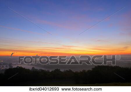 "View from the Halde Norddeutschland spoil tip onto the Lower Rhine and the western Ruhr district at dawn, Neukirchen, North Rhine-Westphalia, Germany, Europe" View Large Photo Image Stock Image - "View from the Halde Norddeutschland spoil tip onto the Lower Rhine and the western Ruhr district at dawn, Neukirchen, North Rhine-Westphalia, Germany, Europe". Fotosearch