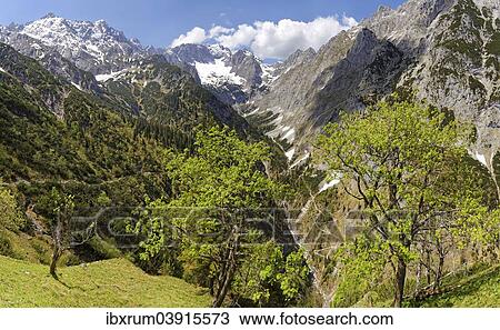 "View from the Knappenhauser to snowy summits of Zugspitze with Hollentalferner and on the Hollental valley, Knappenhauser, Hammerbach, Garmisch-Partenkirchen District, Upper Bavaria, Bavaria, Germany, Europe" View Large Photo Image Stock Image - "View from the Knappenhauser to snowy summits of Zugspitze with Hollentalferner and on the Hollental valley, Knappenhauser, Hammerbach, Garmisch-Partenkirchen District, Upper Bavaria, Bavaria, Germany, Europe". Fotosearch
