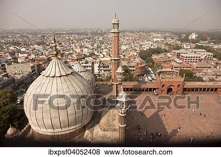 "View from the minaret of the Friday Mosque Jama Masjid across the roofs of the city, Delhi, India, Asia" View Large Photo Image Stock Photo - "View from the minaret of the Friday Mosque Jama Masjid across the roofs of the city, Delhi, India, Asia". Fotosearch