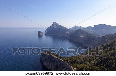 "View from the Mirador des Colomer onto the Cap de Formentor and the small island of Colomer, Majorca, Balearic Islands, Spain, Europe" View Large Photo Image Stock Image - "View from the Mirador des Colomer onto the Cap de Formentor and the small island of Colomer, Majorca, Balearic Islands, Spain, Europe". Fotosearch