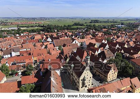"View from the tower of the Daniel or St. -Georgs-Kirche church to the north, town hall, Noerdlingen, Swabia, Bavaria, Germany, Europe" View Large Photo Image Stock Image - "View from the tower of the Daniel or St. -Georgs-Kirche church to the north, town hall, Noerdlingen, Swabia, Bavaria, Germany, Europe". Fotosearch