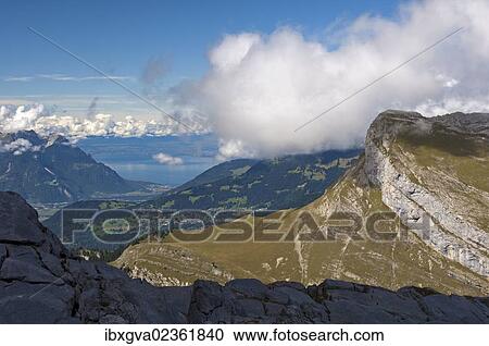 "View from the Vaud Alps towards Lake Geneva at the end of the Rhone Valley near Villeneuve, Vaud, Switzerland, Europe" View Large Photo Image Stock Image - "View from the Vaud Alps towards Lake Geneva at the end of the Rhone Valley near Villeneuve, Vaud, Switzerland, Europe". Fotosearch
