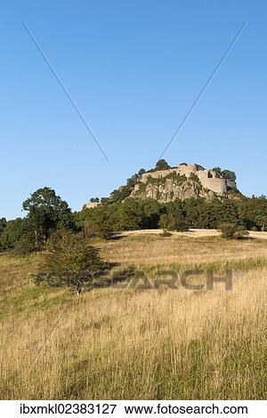 "View of a rough pasture with the Hegau volcano and the Hohentwiel ruins, Baden-Wuerttemberg, Germany, Europe" View Large Photo Image Stock Photo - "View of a rough pasture with the Hegau volcano and the Hohentwiel ruins, Baden-Wuerttemberg, Germany, Europe". Fotosearch