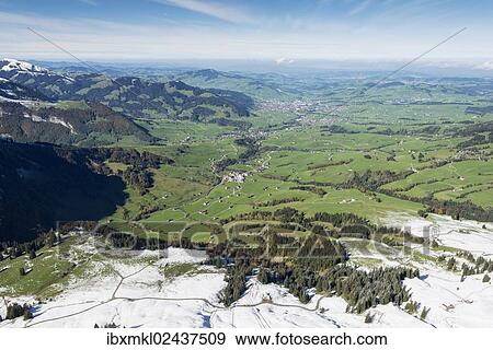 "View of Appenzellerland region as seen from hoher Kasten mountain, canton of Appenzell-Innerrhoden, Switzerland, Europe" View Large Photo Image Stock Photo - "View of Appenzellerland region as seen from hoher Kasten mountain, canton of Appenzell-Innerrhoden, Switzerland, Europe". Fotosearch