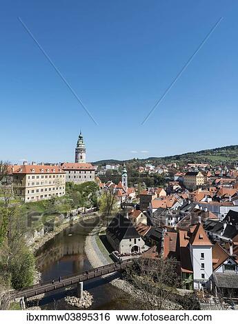 "View of Cesky Krumlov Castle, the Church of St. Jost and the Church of St Vitus on the Vltava River, UNESCO World Heritage Site, Cesky Krumlov, South Bohemia, Czech Republic, Europe" View Large Photo Image Stock Photograph - "View of Cesky Krumlov Castle, the Church of St. Jost and the Church of St Vitus on the Vltava River, UNESCO World Heritage Site, Cesky Krumlov, South Bohemia, Czech Republic, Europe". Fotosearch