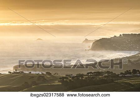 "View of Dunedin Beach at sunset, Dunedin, Otago Peninsula, South Island, New Zealand, Oceania" View Large Photo Image Stock Photo - "View of Dunedin Beach at sunset, Dunedin, Otago Peninsula, South Island, New Zealand, Oceania". Fotosearch