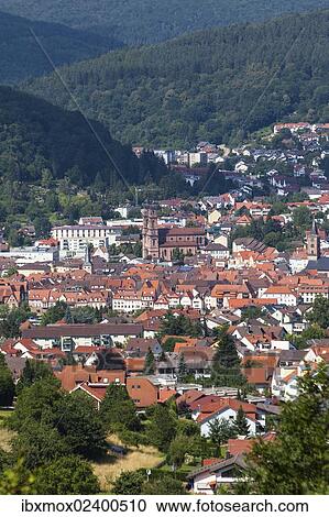 Stock Image - "View of Eberbach, Baden-Wuerttemberg, Germany, Europe, PublicGround, Europe". Fotosearch