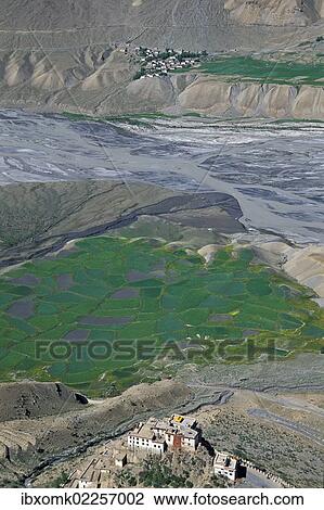 "View of fields and the Buddhist Ki or Key Monastery or Gompa, Spiti Valley, Lahaul and Spiti district, Indian Himalayas, Himachal Pradesh, India, Asia" View Large Photo Image Stock Image - "View of fields and the Buddhist Ki or Key Monastery or Gompa, Spiti Valley, Lahaul and Spiti district, Indian Himalayas, Himachal Pradesh, India, Asia". Fotosearch