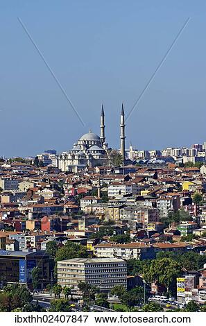"View of Istanbul as seen from the Galata tower, the Sueleymaniye Mosque at the back, Istanbul, Turkey, Asia" View Large Photo Image Stock Photo - "View of Istanbul as seen from the Galata tower, the Sueleymaniye Mosque at the back, Istanbul, Turkey, Asia". Fotosearch