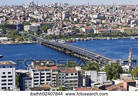 "View of Istanbul with the Atatuerk Bridge and the Bosphorus as seen from the Galata tower, Istanbul, Turkey, Asia" View Large Photo Image Picture - "View of Istanbul with the Atatuerk Bridge and the Bosphorus as seen from the Galata tower, Istanbul, Turkey, Asia". Fotosearch