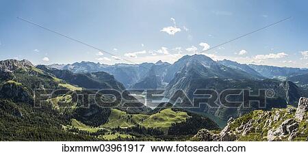 "View of Konigssee Lake and Mt Watzmann from Mt Jenner, Berchtesgaden National Park, Berchtesgadener Land district, Upper Bavaria, Bavaria, Germany, Europe" View Large Photo Image Stock Photo - "View of Konigssee Lake and Mt Watzmann from Mt Jenner, Berchtesgaden National Park, Berchtesgadener Land district, Upper Bavaria, Bavaria, Germany, Europe". Fotosearch