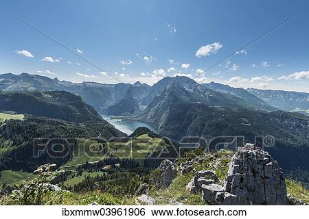 "View of Konigssee Lake and Mt Watzmann from Mt Jenner, Berchtesgaden National Park, Berchtesgadener Land district, Upper Bavaria, Bavaria, Germany, Europe" View Large Photo Image Stock Photograph - "View of Konigssee Lake and Mt Watzmann from Mt Jenner, Berchtesgaden National Park, Berchtesgadener Land district, Upper Bavaria, Bavaria, Germany, Europe". Fotosearch
